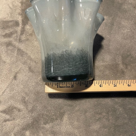 Grey Handblown ribbon top vase. - Picture 6 of 11